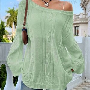 EZwear Solid Color Lantern Sleeve Sweater